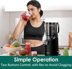 Cold Press Juicer Machines, Slow Masticating Juicer with 5.3" Extra Large Feed Chute Fit Whole Fruits & Vegetables, Self Feeding Effortless for Batch Juicing, BPA Free 250W (Matte Black,1.8L)