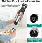 1800W Immersion Blender Handheld 4-in-1 Hand Blender Stick for Ice Crushing Smoothie, Baby Food, Soup, 8 Speed Hand Mixer Turbo Boost Stainless Steel Blade with Whisk, Chopper, Beaker