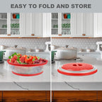 2 in 1, Aidacom Microwave Mat & Food Cover- Mat as Bowl Holder, Cover for Splatter Guard, Multi-use: Silicone Trivet, Pot Holders, Drying, Baking, Place Mat, Utensils Rest for Kitchen Counter, Red