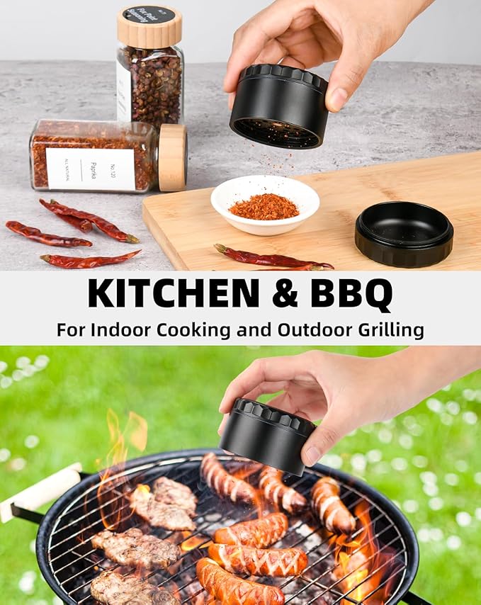 2.5" Grinder [Aluminum] 3-Piece 4-Parts Grinder for Kitchen Spice with Top Storage, Anti-jamming Teeth & Large Bottom Chamber
