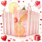 Liacere Plastic Drinking Glasses Set of 12-18oz Highball Pink Reusable Plastic Glasses Colors, Water Glasses Cups,Tumbler Glassware Set for Beer, Juice, Cocktail, Milk for Mother's Day Valentine’s Day