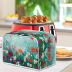 JEOCODY Colorful Flower Toaster Covers Dustproof Toaster Bread Maker Cover Fits for Most Standard 2 Slice Toasters, Universal Size Microwave Oven Dustproof Cover Women Gift