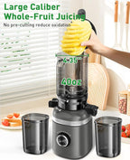 GlowWise Cold Press Juicer Machines for Whole Vegetables & Fruits, Slow Masticating Juicer Maker with Wide Feed Chute, High Juice Yield, Easy to Clean, Gray