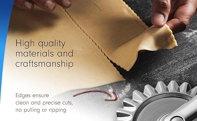 Tredoni 1.6" Pastry Wheel - Dough Stamp Cutter/Crimper, Pasta/Ravioli/Pie Maker, 4cm Stainless Steel Wheel Wooden Handle