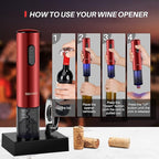 Secura Electric Wine Opener, Automatic Electric Wine Bottle Corkscrew Opener with Foil Cutter, Rechargeable (Red)