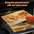 Arcedo Pizza Stone for Grill 20 x 13.5 Inch, Rectangular Large Baking Stone for Bread Thermal Shock Resistant BBQ Grilling Pizza Pan Cordierite Oven Cooking Pan With PE Scraper