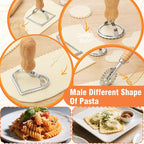 Rotary Pasta Drying Rack,Detachable Wood Pasta Rack with Pasta Molds & Stamps Ravioli with Pasta Cutter Wheel (4 pcs),Spaghetti Pasta Dryer Rack Collapsible Noodle Drying Rack Hanger Stand