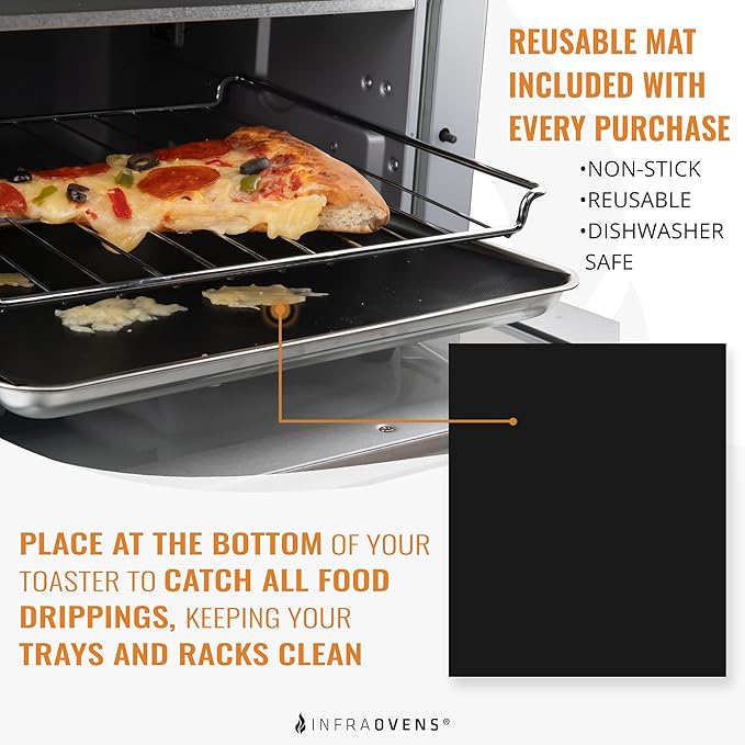 Toaster Oven Air Fryer Reusable Mats Accessories 10 x 12, Compatible with Cuisinart, Breville, Black and Decker + More, Non-Stick, Easy Clean, Food Safe Oven Liner Replacements for Parchment Paper
