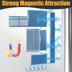Magnetic Spice Rack for Refrigerator, 7 Pack Metal Magnetic Shelf Blue, Moveable Spice Organizer with Hook Rack, Paper Towel Holder, Kitchenware Holder, Strong Magnetic Storage Fridge Organizer