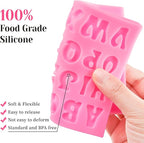 4 PCS Silicone Letter Molds, Non-Stick Number and Letter Fondant Molds for Chocolate, Candy, Cake Decoration, Cupcake Topper