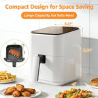 Simple Deluxe 8-in-1 Air Fryer 3 Qt, Digital Preset Airfryer with Overheat Protection and Auto Shut-Off, Nonstick and Dishwasher-Safe Basket for Fries, Bake, 60-Min Timer, Max 400°F, 800W, White