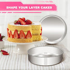 EWFEN 6 Inch Cake Pan Set of 2, Stainless Steel Round Layer Cake Baking Pans Tins, Non-Toxic & Healthy, Leak-proof & Easy Clean & Dishwasher Safe