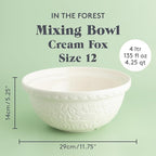 Mason Cash In the Forest S12 (4.25 Qt) Embossed Mixing Bowl | Fox (Cream)