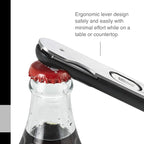 AdHoc PushPull Corkscrew Wine Opener - Multi-Purpose Stainless Steel Bottle Opener - Wine Opener with Foil Cutter & Coated Spiral Corkscrew - Integrated Bottle Cap Opener - Wipe Clean Only
