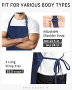 Syntus Apron for Men Women, Adjustable Cooking Kitchen Chef Aprons with 2 Pockets, Cotton/Polycotton/Polyester
