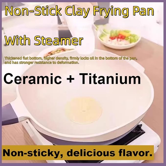 2026 Upgrade Titanium Pot 12in Titanium Alloy Non-Stick Pot with Lid with Steamer Titanium Frying Pans Nonstick Titanium Pots And Pans, Nonstick Frying Pan Cookware Sets, Deep Saute Pan (Red, 12in)