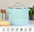 Martha Stewart Thayer 16-Quart Enamel On Steel Scratch Resistant Steamer Stock Pot w/Stainless Steel Insert - Martha Blue