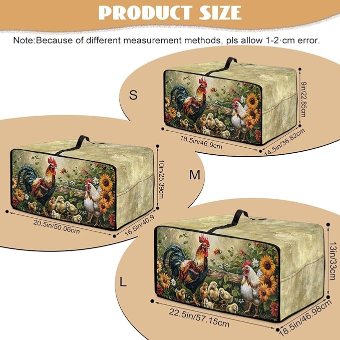 Rooster Sunflower Print Toaster Oven Dust-proof Cover Heat-Resistant Kitchen Small Appliance Air Fryer Covers Universal Washable Microwave Oven Covers (Small-14.5 * 18.46 * 9 inches)