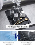 AMOAMI-Dish Drying Mats for Kitchen Counter-Silicone Dish Drying Mat-Kitchen Dish Drying Pad Heat Resistant Mat-Kitchen Gadgets Kitchen Accessories Kitchen Small Appliances(16" x 18", BLACK)