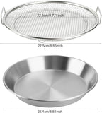 Oil Filter Tray, Stainless Steel Mesh Drain Basket Colanders Air Fryer Accessories for Fried Food Draining Rack Barbecue Grill Tray Net Draining Pan Strainer for Vegetable Dessert (8.7 Inch)