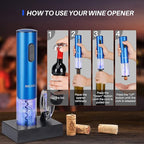 Secura Electric Wine Opener, Automatic Electric Wine Bottle Corkscrew Opener with Foil Cutter, Rechargeable (Blue)