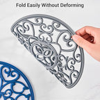 SMARTAKE 3 Set Silicone Trivet Mats, Multi-Use Carved Trivet Mat, Insulated Non-Slip Durable Kitchen Mats, Flexible Modern Kitchen Table Mat, for Hot Dishes, Pots, Dining Countertop, Grey, STM413H