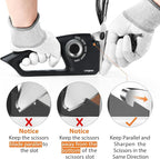 Longzon 6-in-1 Knife Sharpener 5 Stage with Cut-Resistant Glove, Manual Kitchen Tool for Straight & Serrated Knives, Quickly Sharpens Restores & Polishes Dull Blades Safe for Home Kitchen
