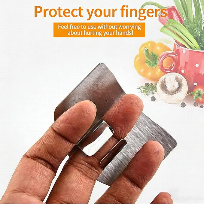Stainless Steel Finger Guards For Cutting Food Avoid Hurting, Premium 304 Stainless Steel Finger Protector,Slicing Tool Finger Protectors when Cutting, Slicing, Dicing, Chopping (2A 2B)