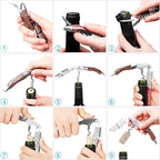 Philorn Wine Opener-Professional Corkscrew Wine Opener with Foil Cutter & Cap Remover, Manual Wine Key for Servers, Bartenders, Waiters & Home Use, Rosewood Handle Wine Bottle Opener (Pack of 2)