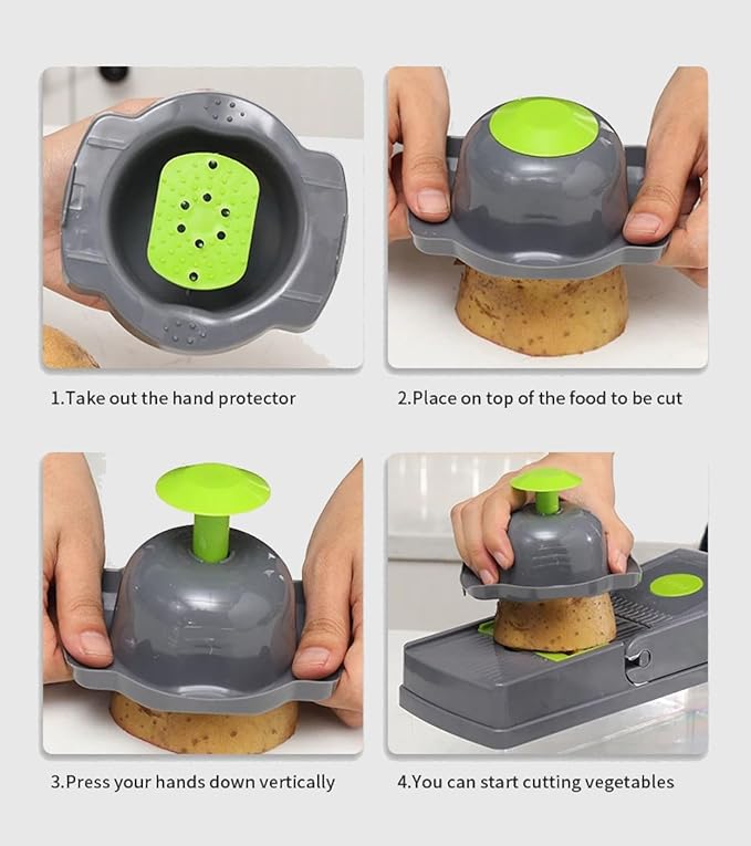 KitchenHelper 15 in 1 Mandoline - Food Chopper, Cutter, Dicer, Grater, Peeler, Slicer, Egg Separator, and Rinse Basket