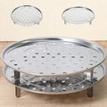 Steamer Basket for Pot, 2PCS 8.7 Inch Round Food Steamers Insert Stainless Steel Steaming Basket Multi-function Steamer Rack Tray with Removable Stand for Vegetable, Dumplings, Fish, Seafood Cooking