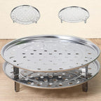Steamer Basket for Pot, 2PCS 8.7 Inch Round Food Steamers Insert Stainless Steel Steaming Basket Multi-function Steamer Rack Tray with Removable Stand for Vegetable, Dumplings, Fish, Seafood Cooking