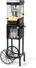 Nostalgia Popcorn Maker Machine - Professional Cart With 2.5 Oz Kettle Makes Up to 10 Cups - Vintage Popcorn Machine Movie Theater Style - Black