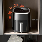 Compact Air Fryer, 9-in-1 with Smart Digital Color TouchScreen Air Fryers, View Window, Air Fry, Roast, Bake,Reheat, Dehydrate, 12 Presets,Dishwasher Safe Basket & Less Oil Nonstick,4.2QT