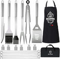 MUJUZE Grilling Accessories,Grill Utensils Set for Outdoor,Barbecue Tool Sets for Men,BBQ Accessories with Apron for Dad,Grill Tool Set,Grill Kit for Camping,Backyard