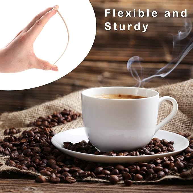 Wooden Coffee Stirrers Individually Wrapped 5.5" Coffee Stir Sticks 100 Pcs, Natural Birch Round End Thick Birch Wood Eco-Friendly Suitable for Coffee, Cocktail and Hot Drinks