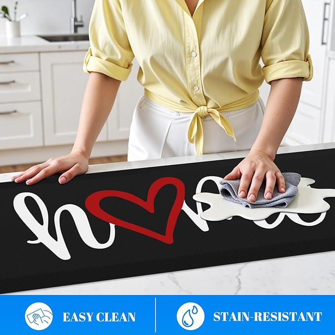 HappyTrends Kitchen Mat Cushioned Anti-Fatigue Rug Non-Slip Kitchen Rugs Stain Resistant Ergonomic Comfort Mat for Floor, Office, Sink, Laundry (17.3"x 60", Black)
