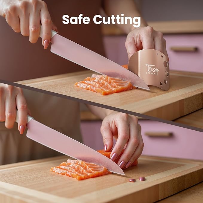 Stainless Steel Finger guards for cutting food, Finger Protectors for Slicing as Gift for Couple, Women or Mom with Gift Box Rose Gold