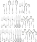 Gorham Silverware Set, Studio 45-Piece Flatware Set, Service For 8, Teardrop Handles, 18/10 Stainless Steel, Dishwasher Safe And Tarnish Resistant, Knives Spoons And Forks (Silver, 45 Piece)