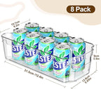 Clear Fridge Organizer, Refrigerator Organizer Bins with Handle, Freezer, Kitchen Cabinet, Pantry Organization, BPA Free Fridge Organizers (12.4 inch 8 Pack)