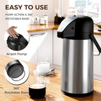 Coffee Carafe for Keeping Hot - Gezoss 85OZ / 2.5L Airpot Coffee Dispenser with Pump - Large Coffee Carafe for Hot Drinks Tea Liquid - Insulated Stainless Steel Hot Water Beverage Urn for Parties