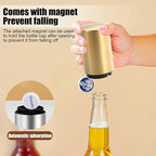 Automatic Bottle Opener Bottle Cap Opener Beer Bottle Opener Destapadores de Cerveza, Down-Pop Off Beer Bottle Openers with Magnetic Cap Catcher, Home Bars Kitchen Cool Bartender Tools（Gold）