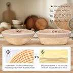 Artisan Sourdough Bread Proofing Baskets Set of 2 – Banneton Basket Kit with 9" Round & 10" Oval, 6 Accessories for Bread Baking