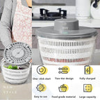 Electric Salad Spinner, 4L Wireless USB Salad Spinner Dehydrator for Fruit Vegetables, Large Capacity Salad Vegetable Dryer, Quick Drainage Electric Mixer White