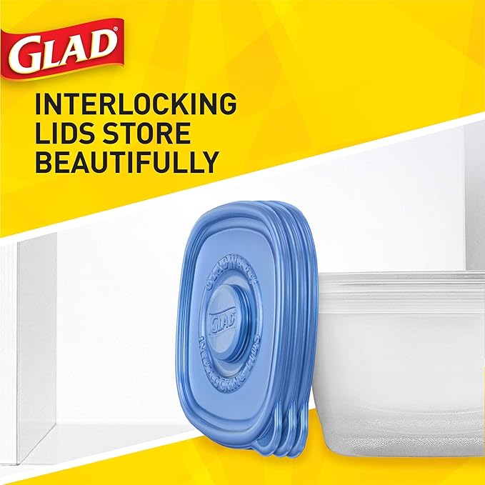 Glad GladWare Big Bowl Food Storage Containers with Lids, Large Round No BPA Plastic Containers for Soups, Salads, and Meal Prep, Lock Tight Seal, Microwave Dishwasher Safe, 48 Oz, 3 Count - 6 Pack