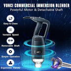 VONCI 500W Commercial Immersion Blender Handheld, 20" 304 Removable Shaft, Heavy Duty Stick Blender with Variable Speed 6000-20000RPM, Long Hand Mixer for Professional Kitchen Use.