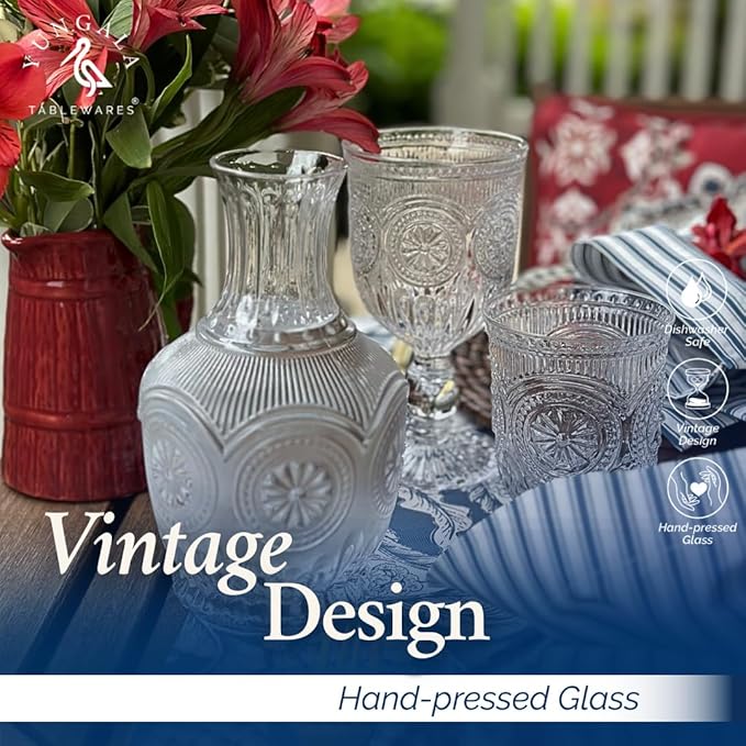 Yungala Clear Small Drinking Glasses Set of 6 Vintage Hobnail 8 oz