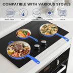 Hisencn Enameled Cast Iron Skillet - Ceramic Coated 8''/9.5''/11'' Fry Pan Set, Gas/Induction/Electric/Oven Compatible, 3 Size Frying Pans, PTFE & PFOA Free, Cast Iron Ceramic Cookware, Cobalt Blue