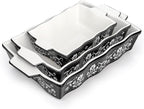 Bekith Casserole Dishes for Oven, Ceramic Baking Dishes with Handles, Ceramic Bakeware Set of 3, Rectangular Lasagna Pan Deep for Baking Cake Kitchen, Black (9"/12.3"/13.9")