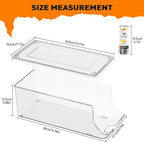 SCAVATA 4 Pack Skinny Can Organizer for Refrigerator, Stackable Tall Skinny Soda Pop Can Holder Dispenser with Lid for Fridge Pantry Rack Freezer, Clear Plastic Storage Bins-Holds 12 Slim Cans Each